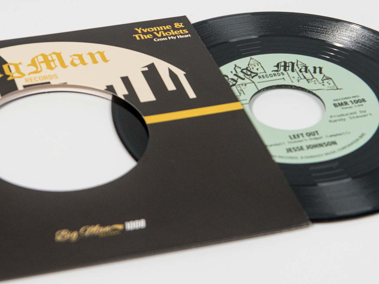 7 Zoll Vinyl großes Mittelloch, Lochtasche bedruckt